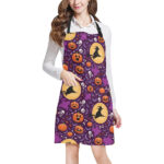 Halloween Pumpkin Witch Pattern Adjustable Apron - Yliana