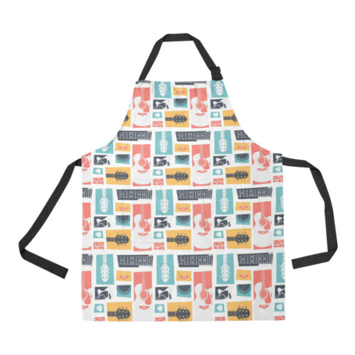 Guitar Pattern Background Adjustable Apron - Yliana