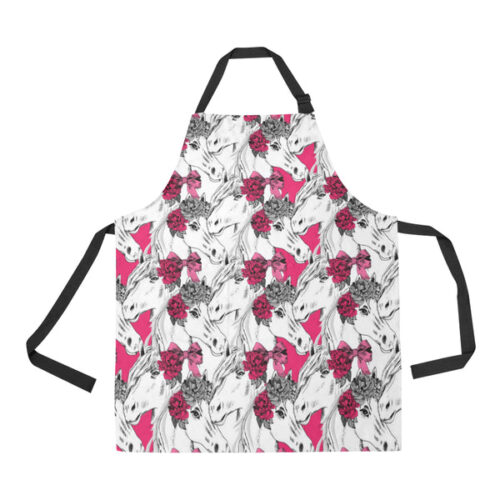 Horse Head Rose Pattern Adjustable Apron - Yliana
