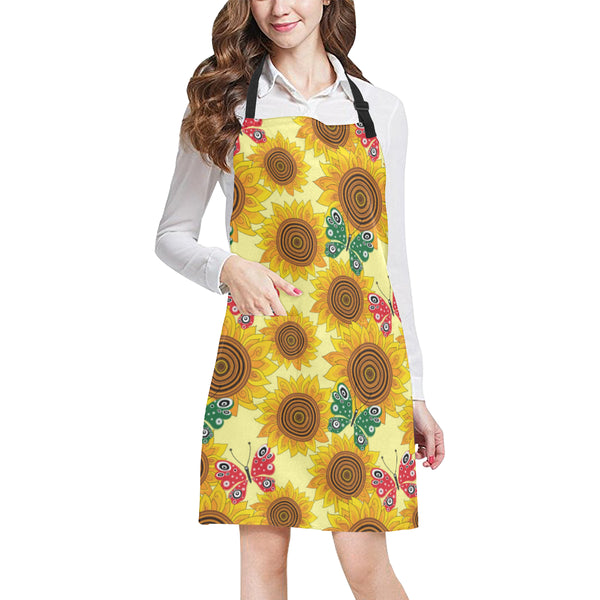 Sunflower Butterfly Pattern Adjustable Apron - Yliana