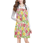 Pink Red Yellow Tulip Pattern Adjustable Apron - Yliana