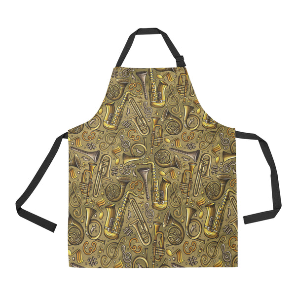 Saxophone Gold Pattern Adjustable Apron - Yliana