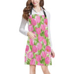 Pink Tulip Pattern Adjustable Apron - Yliana