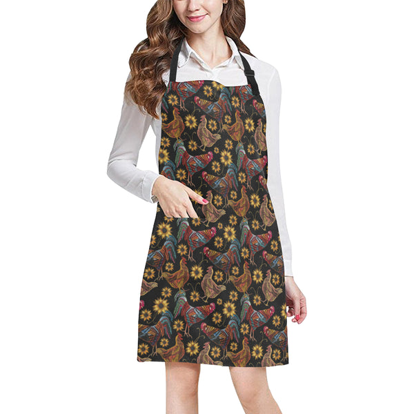 Rooster Chicken Flower Pattern Adjustable Apron - Yliana