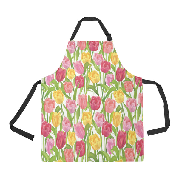 Pink Red Yellow Tulip Pattern Adjustable Apron - Yliana