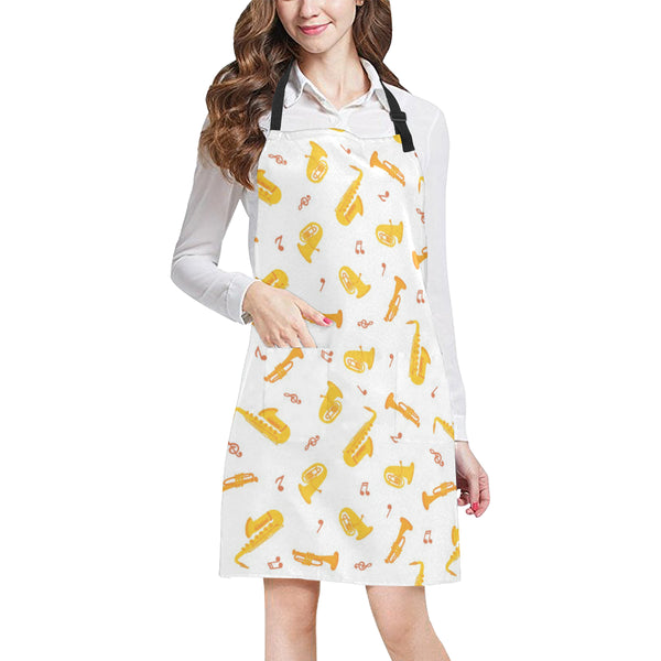 Saxophone Pattern Theme Adjustable Apron - Yliana