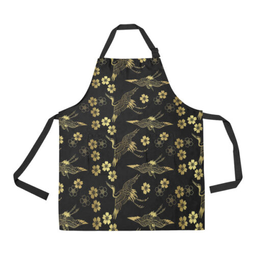 Gold Japanese Theme Pattern Adjustable Apron - Yliana