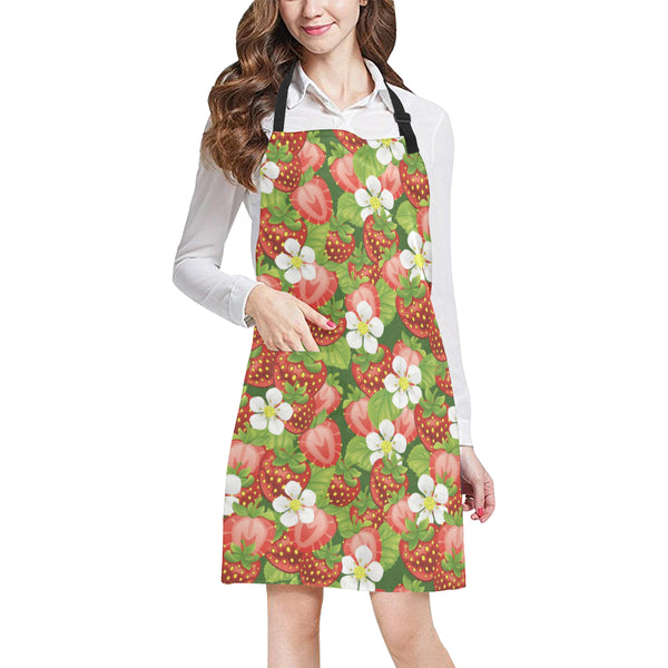 Strawberry Leaves Flower Pattern Adjustable Apron - Yliana