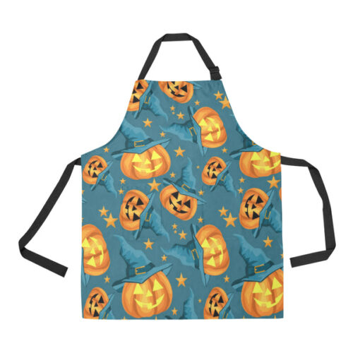 Halloween Pumpkin Witch Hat Pattern Adjustable Apron - Yliana