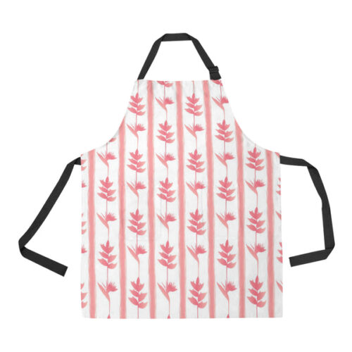 Heliconia Pink White Pattern Adjustable Apron - Yliana