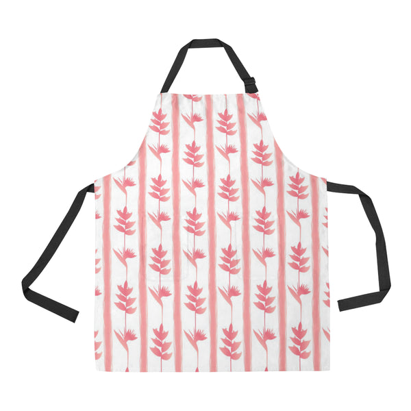 Heliconia Pink White Pattern Adjustable Apron - Yliana
