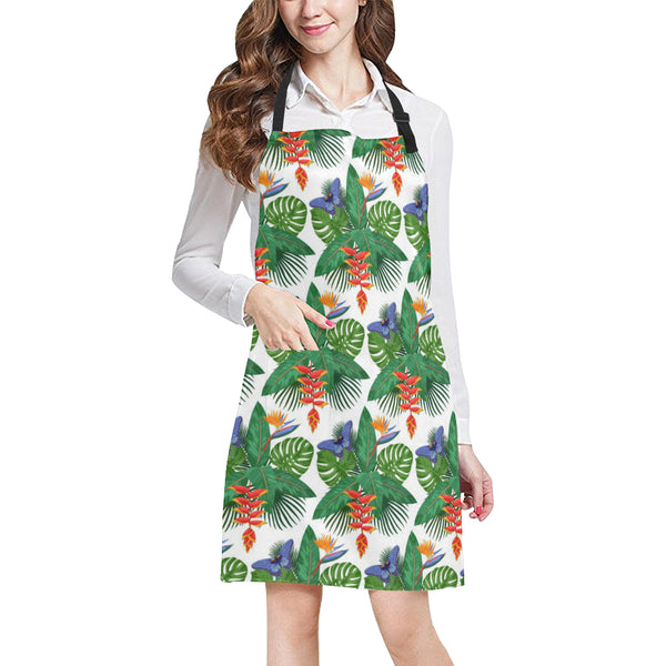 Heliconia Butterfly Leaves Pattern Adjustable Apron - Yliana