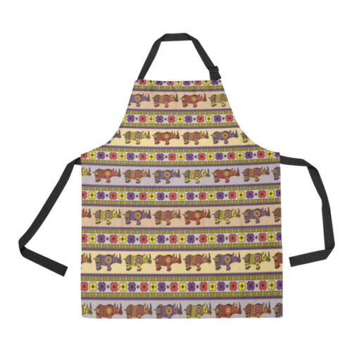 Rhino African Afro Dashiki Adinkra Kente Pattern Adjustable Apron - Yliana