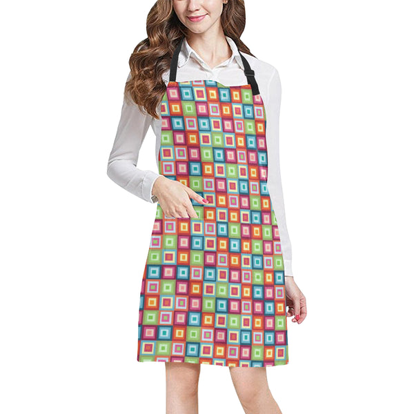 Rainbow Rectancular Pattern Adjustable Apron - Yliana