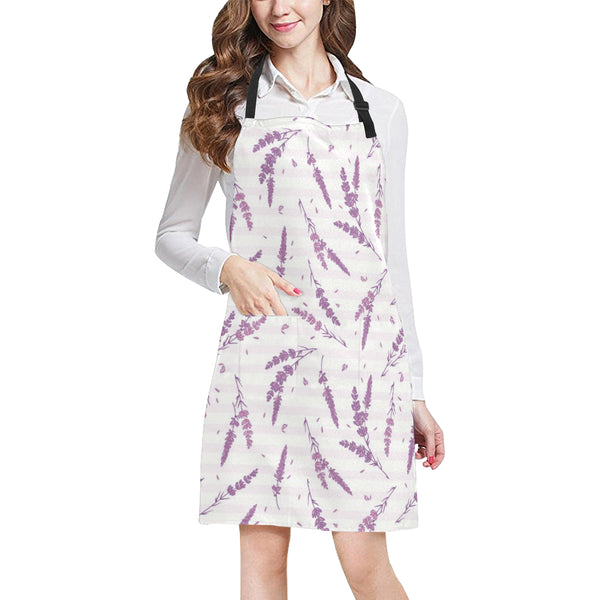 Lavender Pattern Stripe Background Adjustable Apron - Yliana