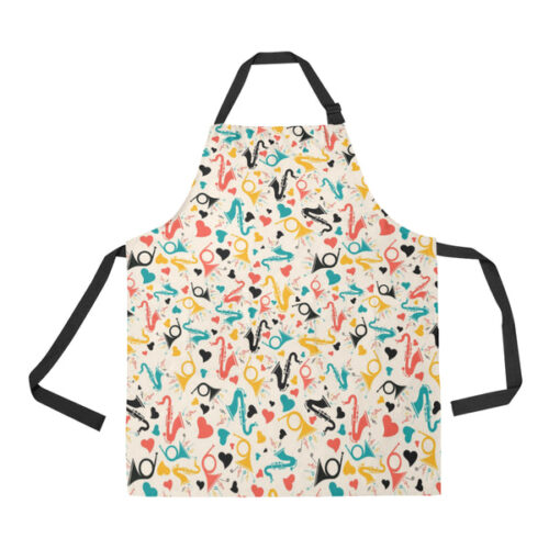 Saxophone Pattern Background Adjustable Apron - Yliana