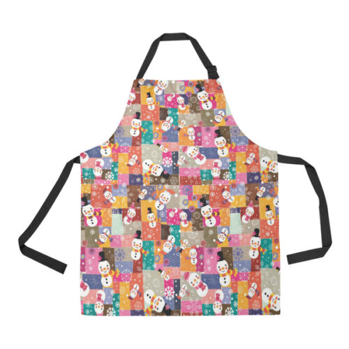 Snowman Colorful Theme Pattern Adjustable Apron - Yliana