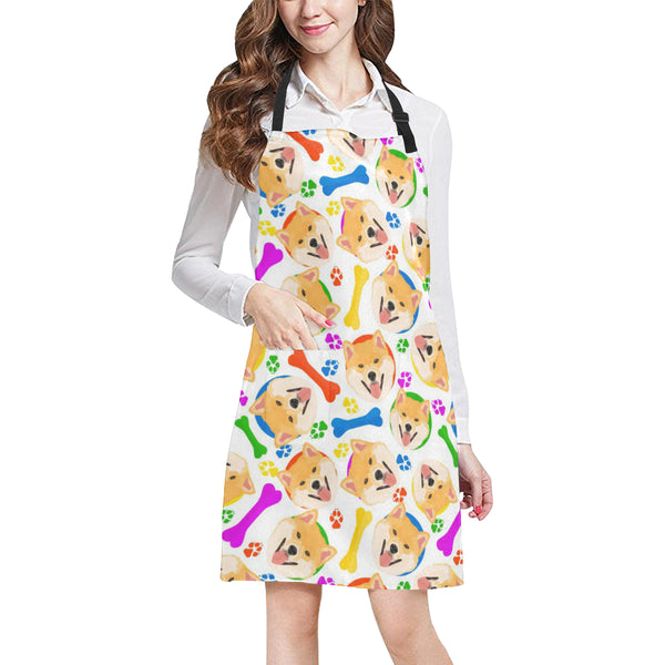 Shiba Inu Paw Bone Pattern Adjustable Apron - Yliana