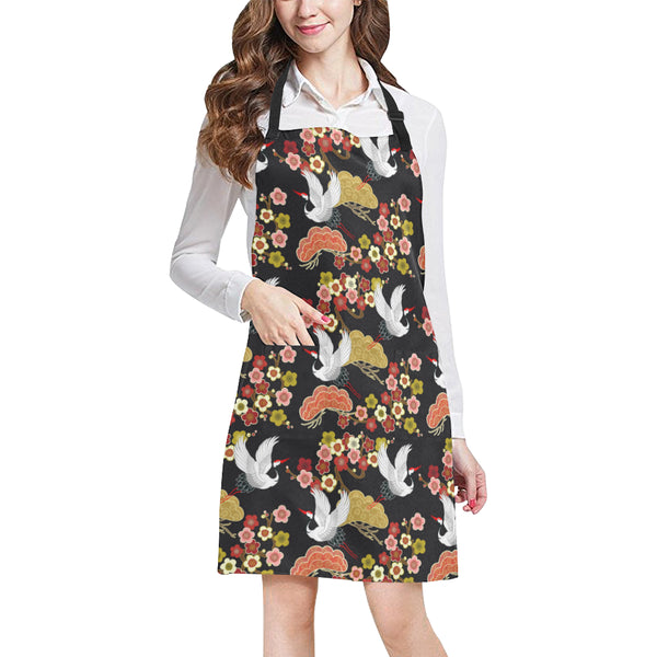 Japanese Crane Pattern Adjustable Apron - Yliana