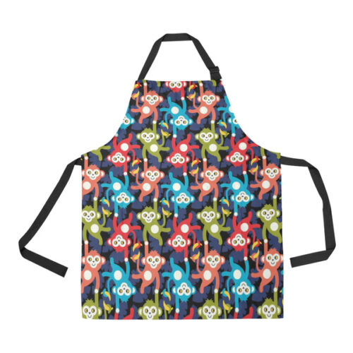 Colorful Monkey Pattern Adjustable Apron - Yliana