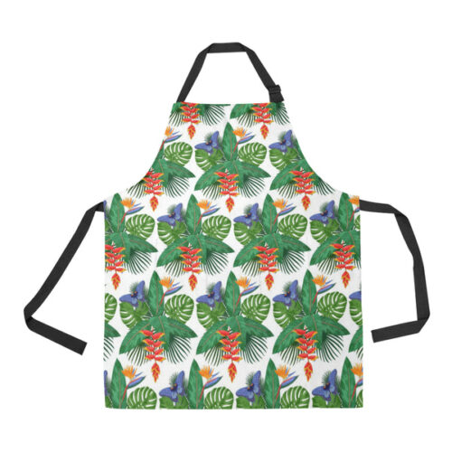 Heliconia Butterfly Leaves Pattern Adjustable Apron - Yliana