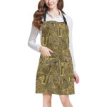 Saxophone Gold Pattern Adjustable Apron - Yliana