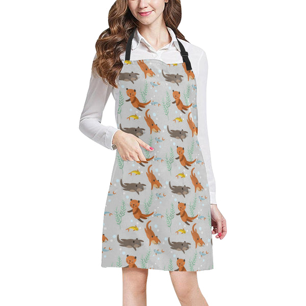 Swimming Fish Otter Pattern Adjustable Apron - Yliana