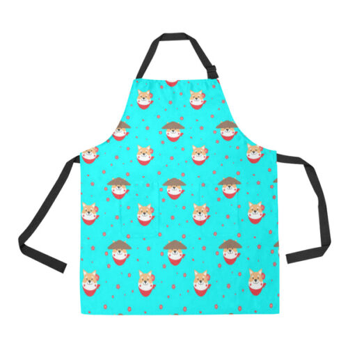 Shiba Inu Japanese Hat Pattern Adjustable Apron - Yliana