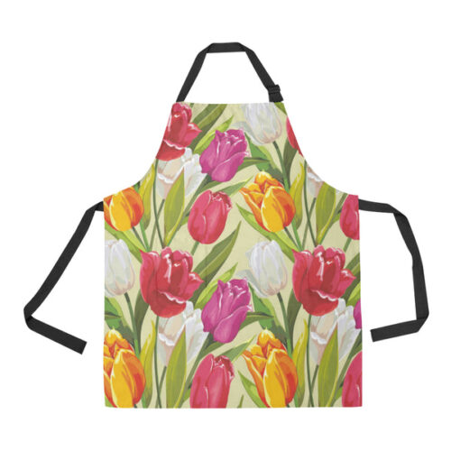 Colorful Tulip Pattern Adjustable Apron - Yliana