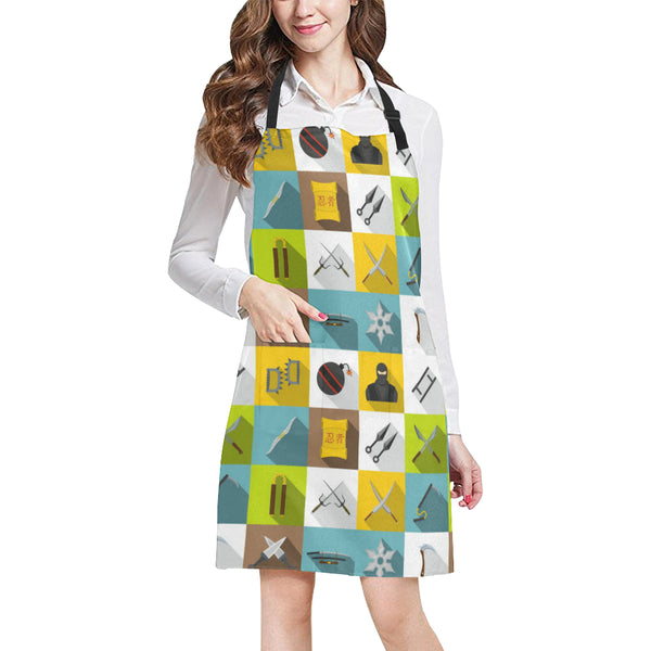 Ninja Weapon Set Pattern Adjustable Apron - Yliana