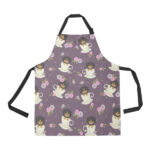 Dachshund in Coffee Cup Flower Pattern Adjustable Apron - Yliana