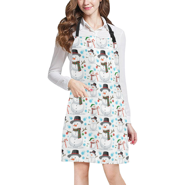 Snowman Pattern Background Adjustable Apron - Yliana