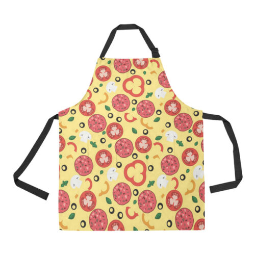 Pizza Tomato Salami Texture Pattern Adjustable Apron - Yliana