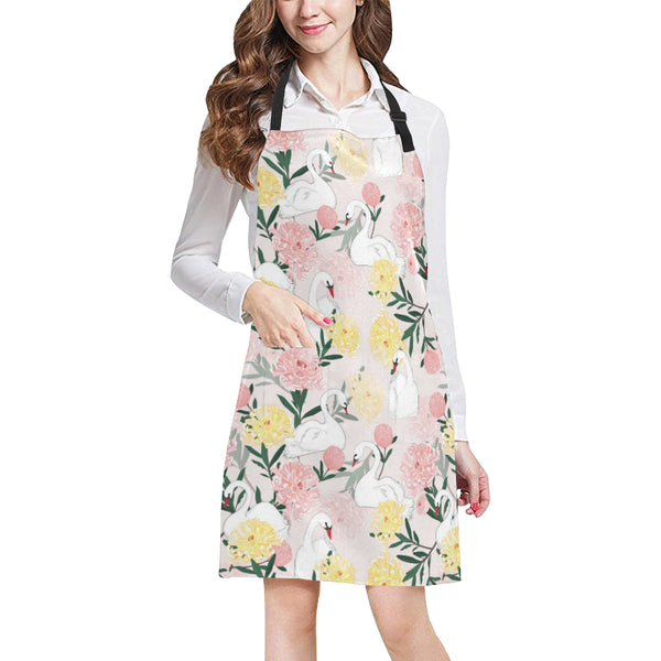 Swan Flower Pattern Adjustable Apron - Yliana
