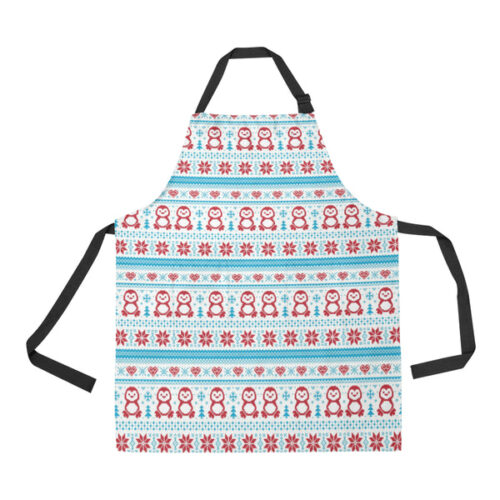 Penguin Sweater Printed Pattern Adjustable Apron - Yliana