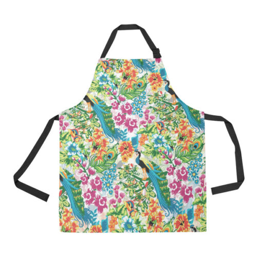 Colorful Peacock Pattern Adjustable Apron - Yliana