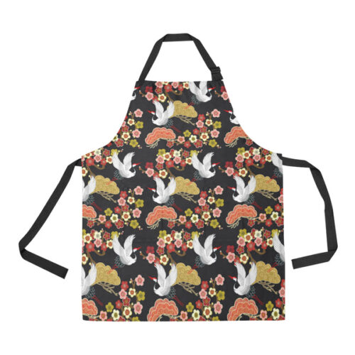 Japanese Crane Pattern Adjustable Apron - Yliana