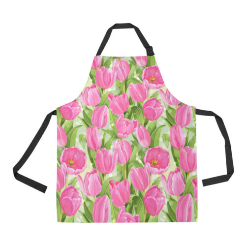 Pink Tulip Pattern Adjustable Apron - Yliana