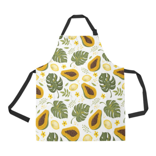 Papaya Leaves Flower Pattern Adjustable Apron - Yliana