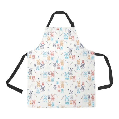 Hand Drawn Windmill Pattern Adjustable Apron - Yliana