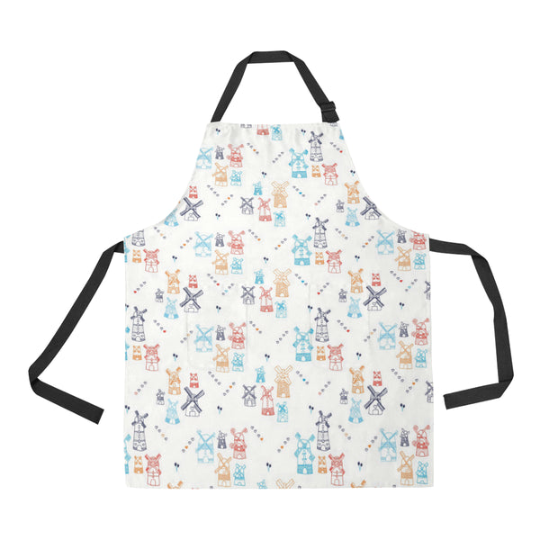 Hand Drawn Windmill Pattern Adjustable Apron - Yliana