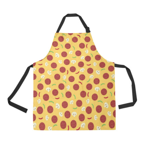 Pizza Salami Mushroom Texture Pattern Adjustable Apron - Yliana