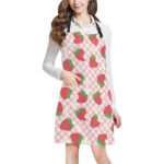 Strawberry Pattern Stripe Background Adjustable Apron - Yliana