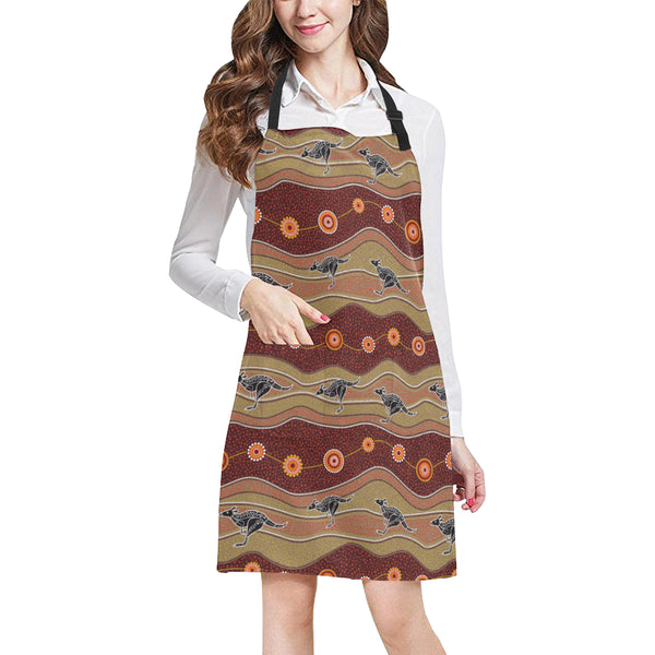 Kangaroo Aboriginal Pattern Adjustable Apron - Yliana