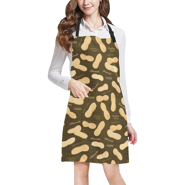 Peanut Pattern Green Background Adjustable Apron - Yliana