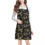 Gold Japanese Theme Pattern Adjustable Apron - Yliana