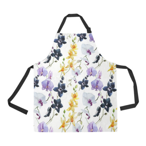 Orchid Pattern Background Adjustable Apron - Yliana