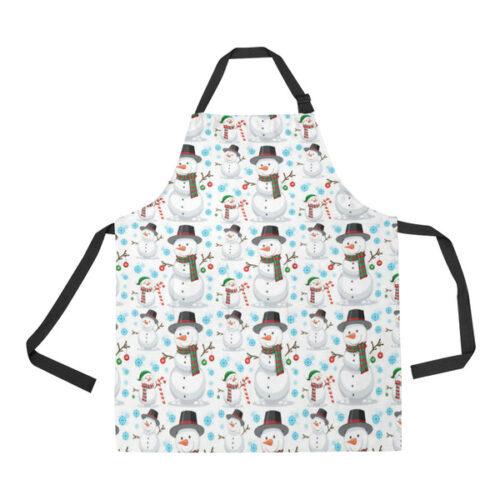 Snowman Pattern Background Adjustable Apron - Yliana