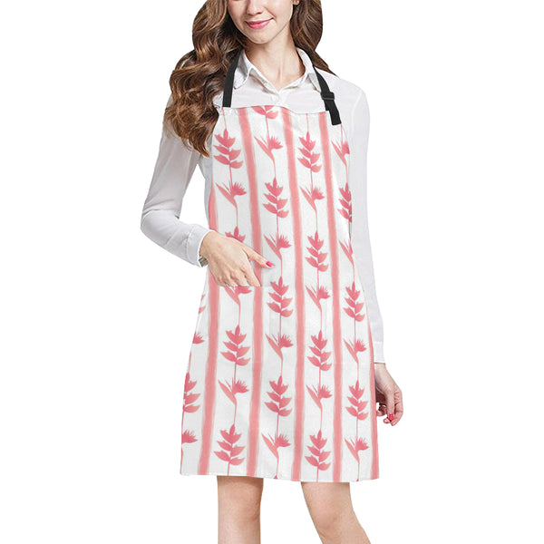 Heliconia Pink White Pattern Adjustable Apron - Yliana