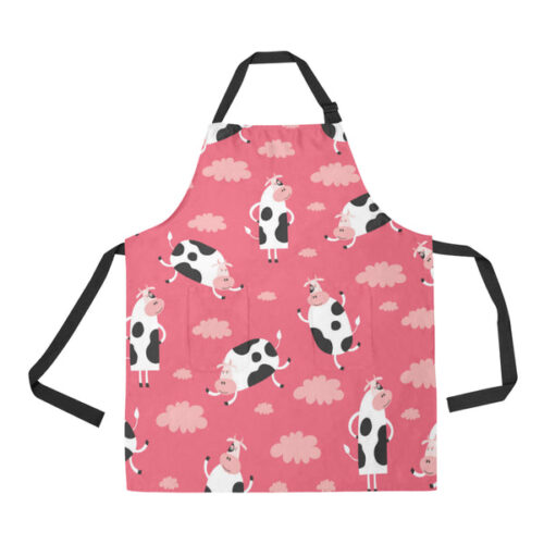 Cow Pattern Pink Background Adjustable Apron - Yliana